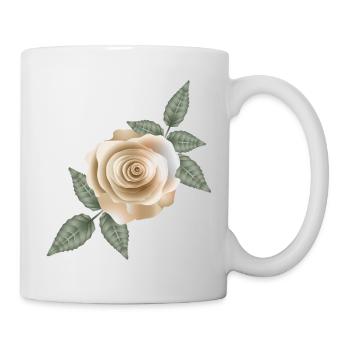 Zarte sandfarbene Rose mit weichen Blätterakzenten - Tasse - Weiß - Rechts