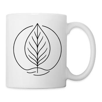 Minimalist Leaf Line Art – Organische Pflanzenform - Tasse - Weiß - Rechts