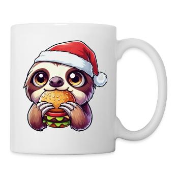Fast-food au chapeau de Santa Burger Sloth mignon - Mug blanc - blanc - Droite
