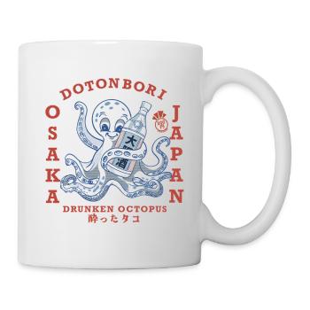 Drunken Octopus with Bottle - Mug - white - Right