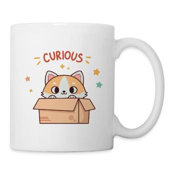 Curious Cat In A Box - Sweet Illustration - Mug - white - Right