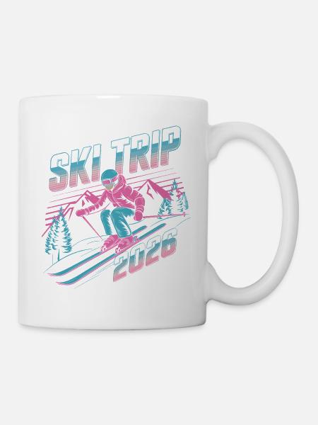 Ski Travel 2026 Neon Retro - Tasse - Weiß