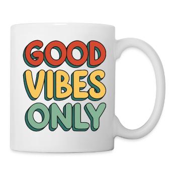 Bonne Vibes Only – Retro Vert Jaune Rouge - Mug blanc - blanc - Droite