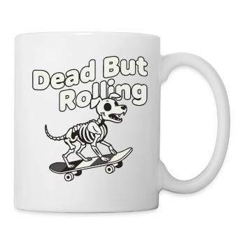 Skeleton dog on skateboard - Mug - white - Right
