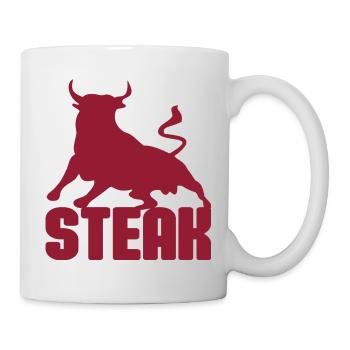 Silhouette de steak de taureau rouge - Mug blanc - blanc - Droite