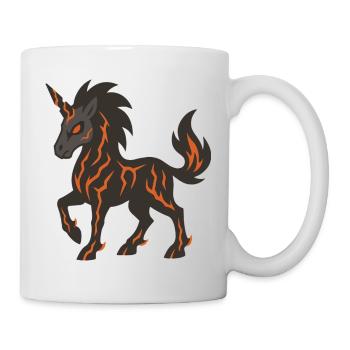Lava Demon Unicorn with Glowing Fire Cracks - Mug - white - Right