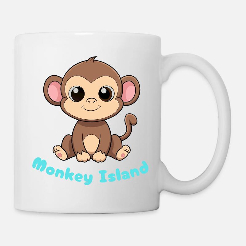 Süßer Affe auf Insel - Tasse - Weiß