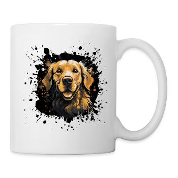 Visage de pop art de Golden Retriever - Mug blanc - blanc - Droite