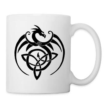 Schwarzer Drache und keltisches Symbol - Tasse - Weiß - Rechts