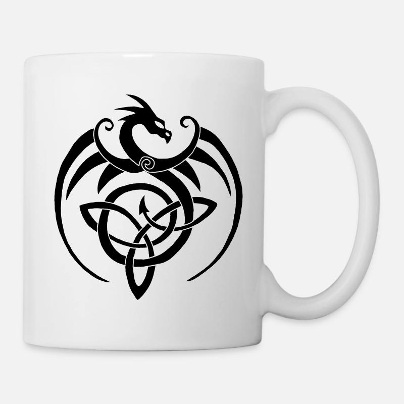 Black Dragon and Celtic Symbol - Mug - white