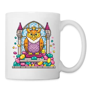 Crowns Owl Throne in Front of Stained Glass Window - Mug - white - Right