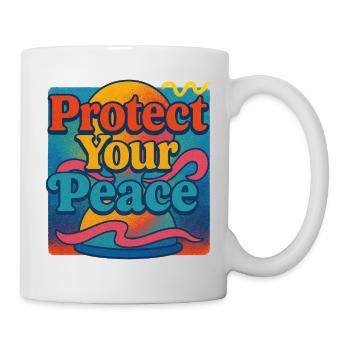 Protégez votre paix Coucher de soleil rétro - Mug blanc - blanc - Droite