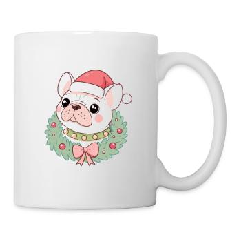 Bulldog-Weihnachtskranz - Tasse - Weiß - Rechts