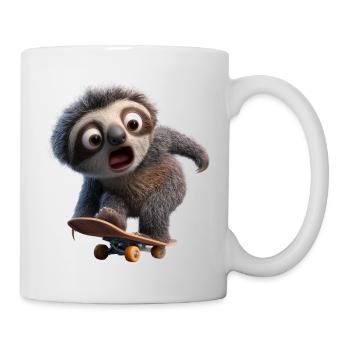 Paresseux sur le skateboard Drôle, lent, cool, frais - Mug blanc - blanc - Droite