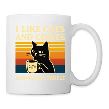 Retro Humor Ich mag Katzen & Kaffee Stubentiger - Tasse - Weiß - Rechts