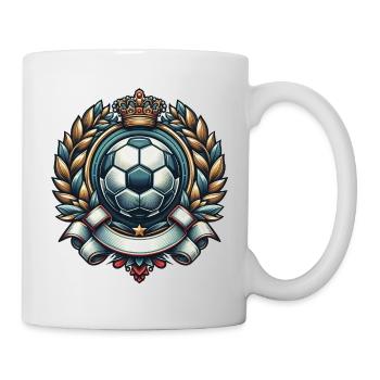 Fussball Logo mit Krone - Tasse - Weiß - Rechts