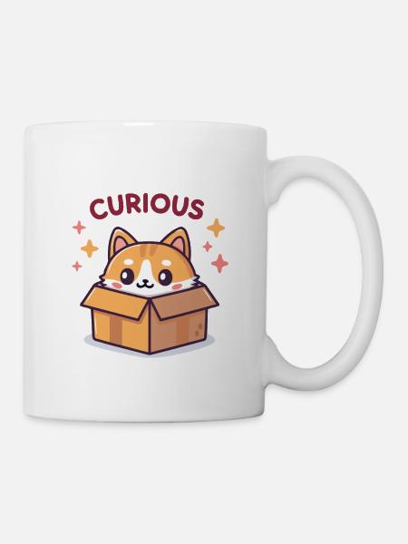 Neugieriges Kätzchen in der Kiste - Tasse - Weiß
