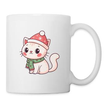 Chaton Noël avec bonnet rouge - Mug blanc - blanc - Droite