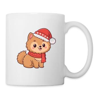 Welpen-Weihnachtshut-Schal - Tasse - Weiß - Rechts