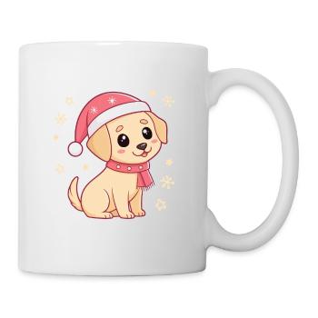 Chiot Labrador Kawaii Noël en bonnet rouge - Mug blanc - blanc - Droite