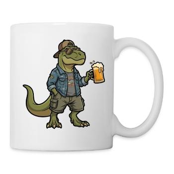 Dino Biertrinker im Denim - Tasse - Weiß - Rechts