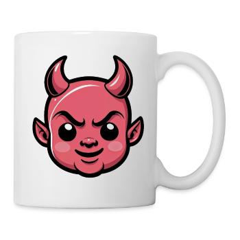 Rosa Teufelchen Cartoon Motiv - Tasse - Weiß - Rechts