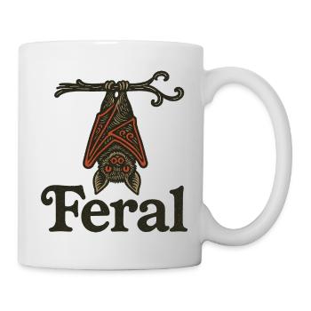 Feral Bat Crest Vintage Illustration - Mug - white - Right