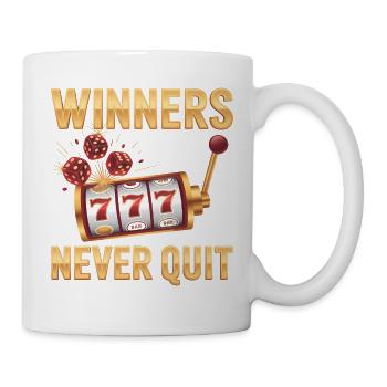 Gewinner geben nie auf – Lustiges Casino-Meme - Tasse - Weiß - Rechts