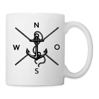 Anker-Tau Silhouette auf Schwarz - Tasse - Weiß - Rechts