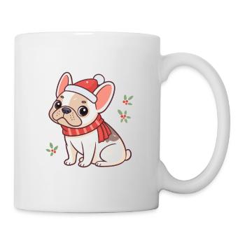 Christmas Bulldog and Red Scarf - Mug - white - Right