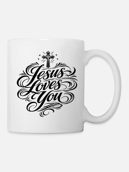 Jesus Liebt Dich Spruch - Tasse - Weiß