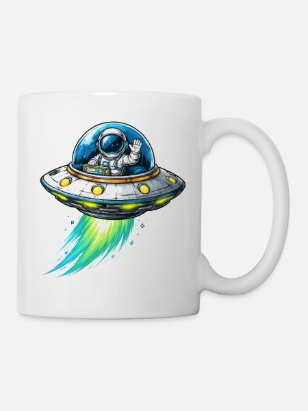 UFO-Astronaut im Funkenflug - Tasse - Weiß