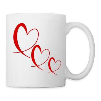 HERZ. VALENTINSTAG. HERZ. ICH LIEBE DICH. ICH LIEBE - Tasse - Weiß - Rechts
