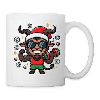 Weihnachtskrampus-Gewichtheber-Fitnessstudio-Lusti - Tasse - Weiß - Rechts