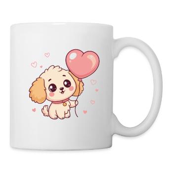 Süßer Pudelwelpe mit Herzballon - Tasse - Weiß - Rechts