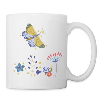 Mosaïque de Fleurs de Papillon - Mug blanc - blanc - Droite