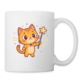 Chat magique et étoiles kawaii - Mug blanc - blanc - Droite