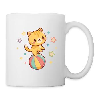 Chaton acrobate sur balle arc-en-ciel - Mug blanc - blanc - Droite