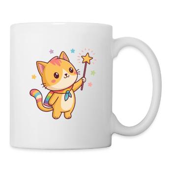 Chaton Magique et Étoiles - Mug blanc - blanc - Droite