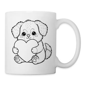 Puppy with heart - cute dog motif to fall in love with - Mug - white - Right