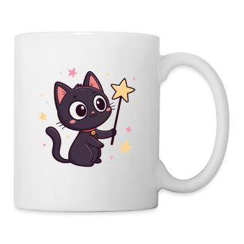Chat magique et étoile - Mug blanc - blanc - Droite