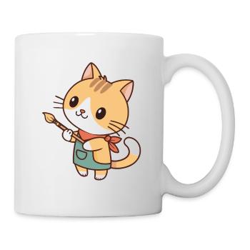 Cat Artist Brush - Mug - white - Right