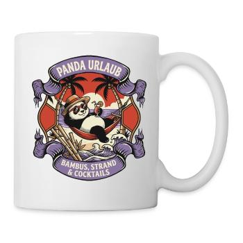 Panda Urlaub: Strand und Cocktails - Tasse - Weiß - Rechts