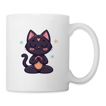 Black Zen Cat in Meditation - Mug - white - Right