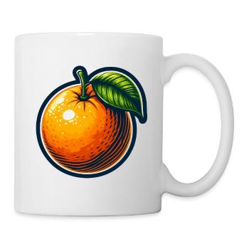 Orange cartoon éclatante avec feuille - Mug blanc - blanc - Droite