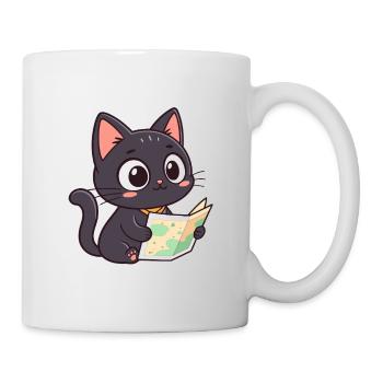 Chat lecteur et carte - Mug blanc - blanc - Droite