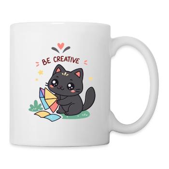 Kreative Katze und buntes Origami - Tasse - Weiß - Rechts