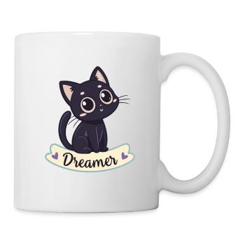 Dreamy Black Cat Kawaii - Mug - white - Right