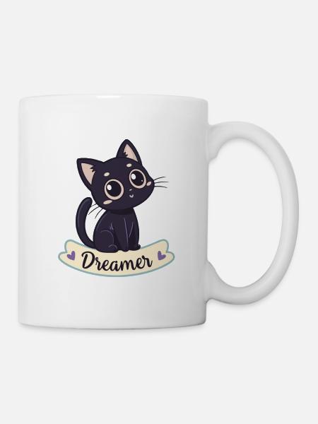 Traumhafte Schwarze Katzen-Kawaii - Tasse - Weiß