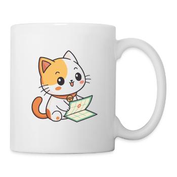 Kawaii-Katze mit Kalender - Tasse - Weiß - Rechts